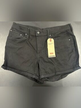 NWT Levi's Black Mid-Length Denim Shorts, Size 33